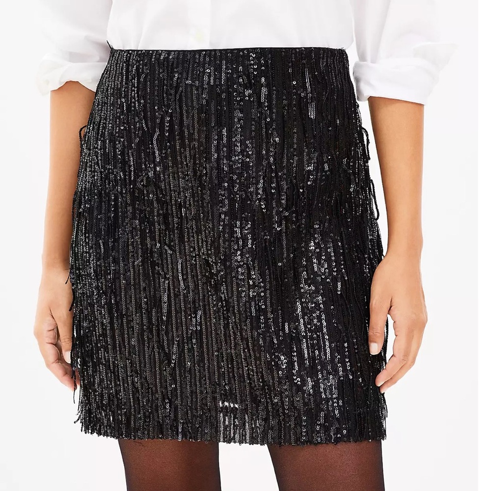 The Loft Sequin Fringe Shift Skirt Size 4 NWT